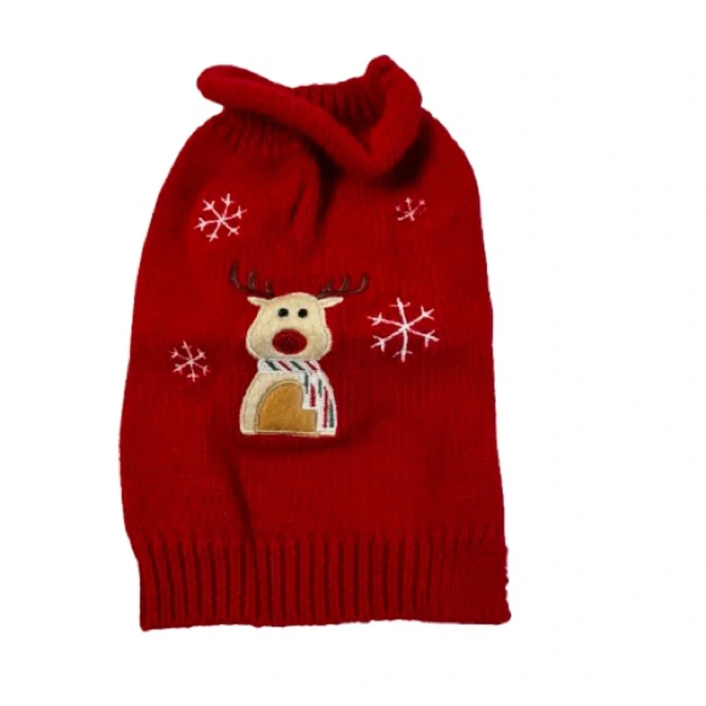 Reindeer Red Knit Dog Sweater